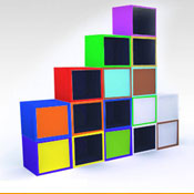 Shelf colored cubes
